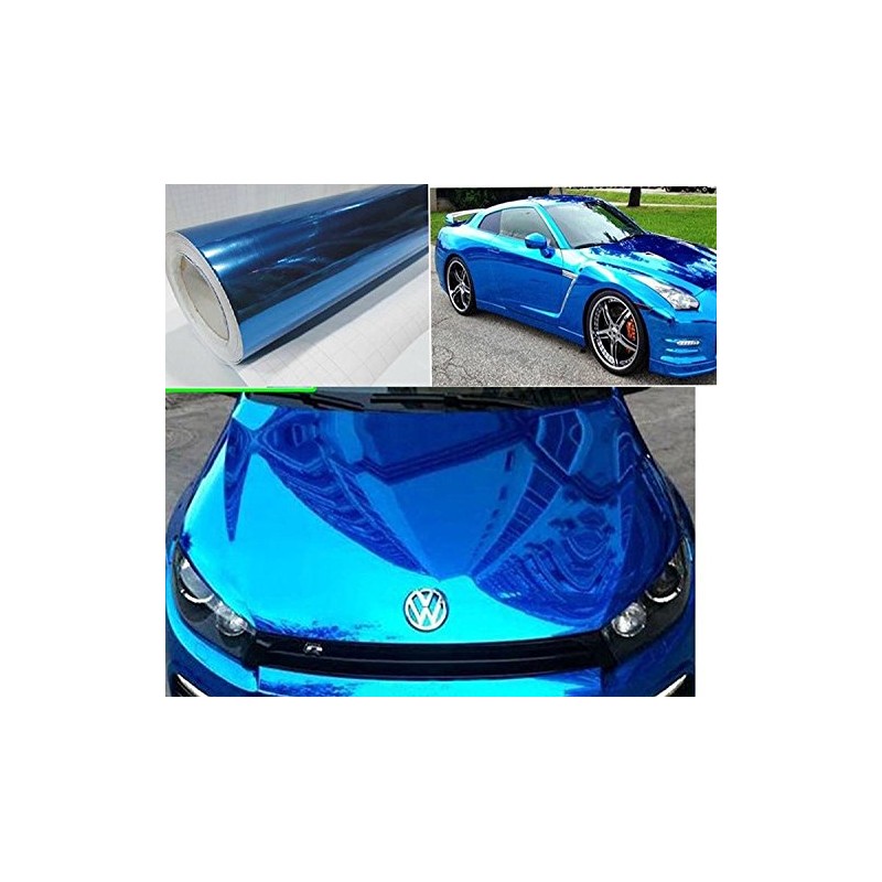 DIYAH High Gloss Blue Chrome Mirror Vinyl Car Wrap Sticker