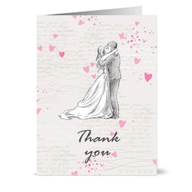 50 Wedding "Bride and Groom" Thank You Cards with Envelopes - Drawing Vintage Style Greeting Cards for Thanking People for Their attendance