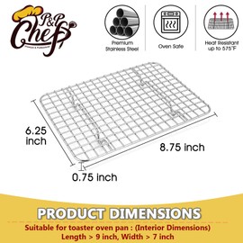 P&P CHEF 8.75 Inch Cooling Baking Rack Set of 2, Stainless Steel Grid Cooking Racks for Roasting Drying Grilling, Oven & Dishwasher Safe, Heavy Duty & Healthy