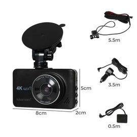 Manan Dash Camera Front and Rear,4K(3840 x 2160),WiFi Car Dashcam with GPS,Touch Screen,WDR Night Vision,G-Sensor,Windshield Mounted,64GB Card Included