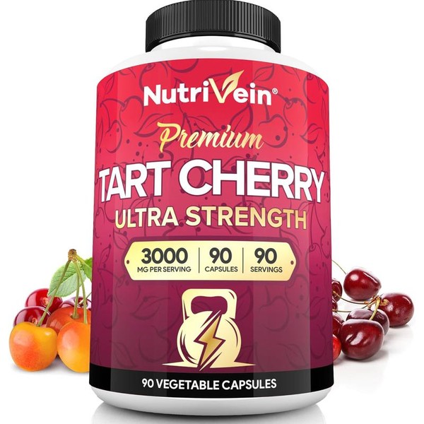 Nutrivein Tart Cherry 3000mg Capsules | 90 Vegan Pills with