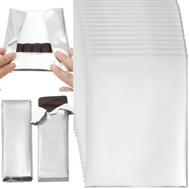 QIEOTE 100Pcs Chocolate Candy Wrappers Aluminum Foil Candy Bar Wrappers with Thick Paper Backing Candy Wrapping Packing for Christmas Wedding Birthday Homemade Sweets 7.5 x 6.3 Inch(Silver)