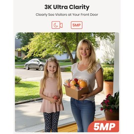 CAMSTRO Doorbell Camera Wireless, 3K Video Doorbell with Chime, 2.4G WiFi Outdoor Security Cemera, Human Detection, 2-Way Audio, Night Vision, Voice Changer, Works with Alexa and Google Assistant