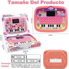 Tablet Computadora de Juguete, Computadora Portátil con Visualización LED para Enseñar Alfabeto, Números, Palabras, Música, Matemáticas, Juguetes Educativo de Aprendizaje Interactivos (Azul)