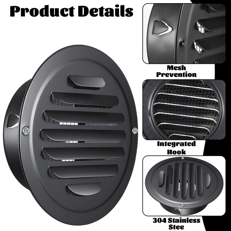 Soffit Vents Cover 4" Air Vent Round Vent Cover Exhaust