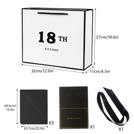 18th Birthday Gift Bag 12.6× 4.3× 10.6 Inches Large Birthday Gift Bag with Tissue Paper, 40th Birthday Bag for Women and Men