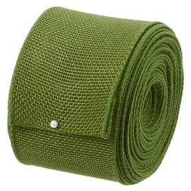 sourcing map Burlap Wired Ribbon, 63mm x 9.1m Dark Green Fabric Ribbon Roll, Burlap Wire Edge Ribbon Decor for Gift Wrapping, DIY Crafts, Bow Making