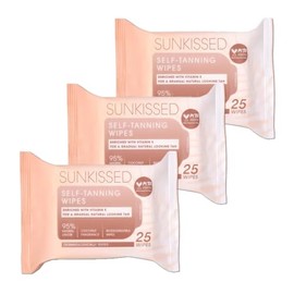 Self-Tanning Wipes – 3 x 25 Pack (75 Wipes Total) | Gradual Self-Tan Towelettes for Face & Body | Vegan, Streak-Free, Quick-Drying | Unisex Bronze Glow