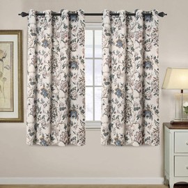H.VERSAILTEX Blackout Curtains 63 Inch Length 2 Panels Set Floral Print Curtain Drapes for Living Room Thermal Insulated Grommet Window Curtains for Bedroom - Traditional Floral in Sage and Brown