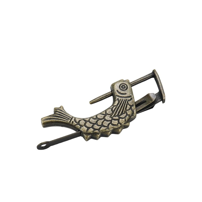 Pastlla 2 Packs Bronze Old Chinese Lock Fish Shaped Retro