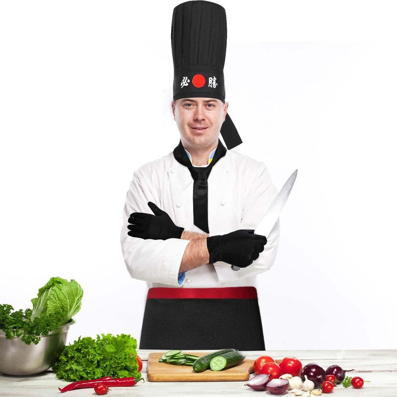 JcHrmers 5 Pcs Hibachi Chef Costume Accessories Japanese Teppanyaki Tall