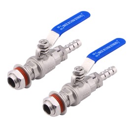 DERNORD 2 Packs 1/2 Inch Weldless Ball Valve Stainless Steel 304 Bulkhead For Home Brew Kettle (1/2" NPT to 1/2" Barb Hose)