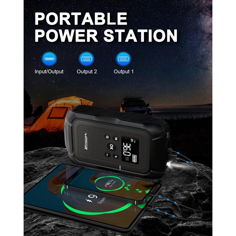 7000A Jump Starter with Air Compressor (All Gas/10.0L Diesel), 12V