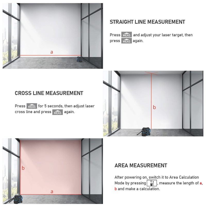 3-in-1 Laser Tape Measure Multifunctional Digital Display Cross Line Laser
