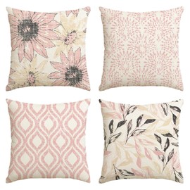 Artoid Mode Rosa Retro Gänseblümchen Frühling Kissenbezüge 4er Set, 50x50 cm Saisonnal Zierkissenbezug Cushion Cover Couch Wohnzimmer Deko
