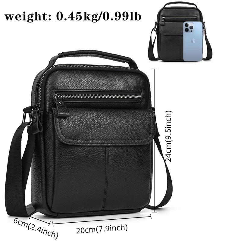 Leder Umhängetasche Herren Schultertasche Vintage Männer Tasche Crossbody Bag Herrentasche