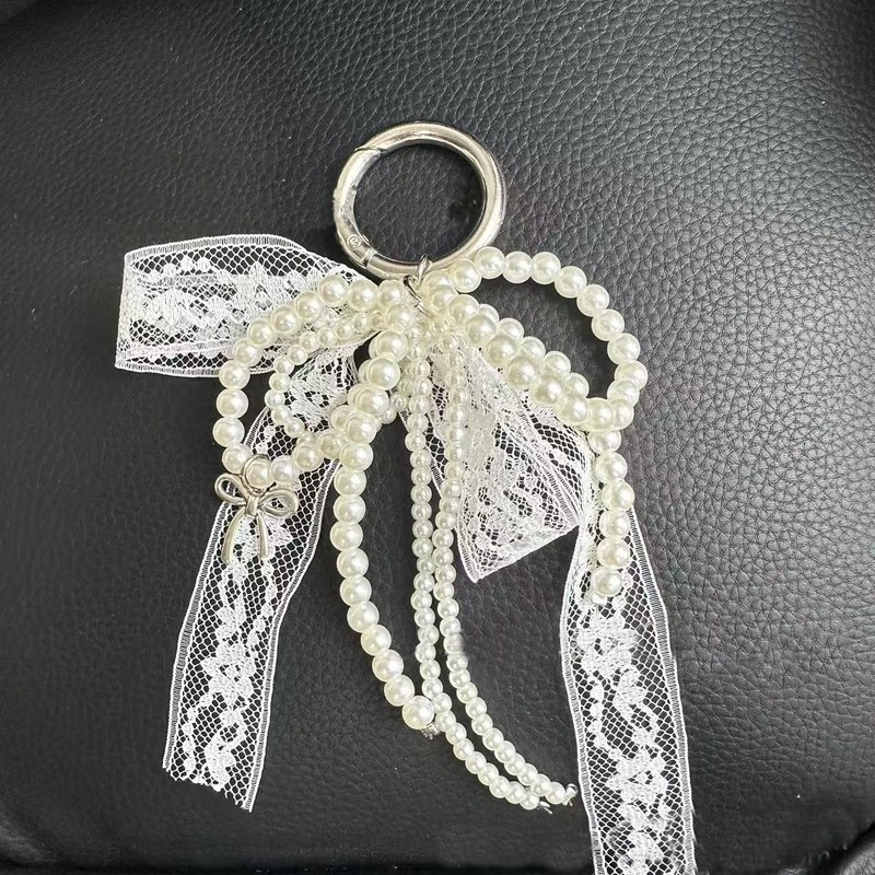 88flix Keychain, Cute, Sukuba, Korean Charm, Y2K Pearl, Ribbon, Women's,