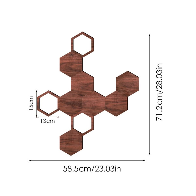 Honeycomb Wood Wall Art, Modern Hollow Hexagon Wood Wall Decor