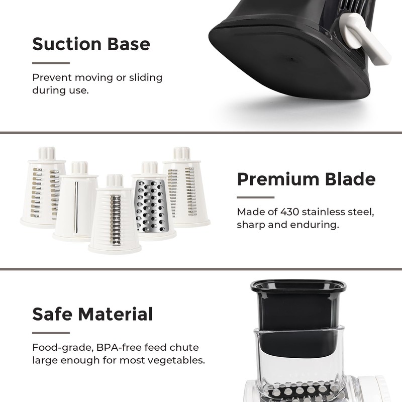 X Home 5-in-1 Rotary Cheese Grater, Upgraded Cheese Shredder with