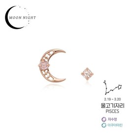[Custom Made] Pisces Dear Moon Amethyst Unbalanced Constellation Earrings OTE120612B 0.0 White Violet / [주문제작] 물고기자리 디어문 자수정 언발란스 별자리 귀걸이 OTE120612B 0.0  화이트  바이올렛