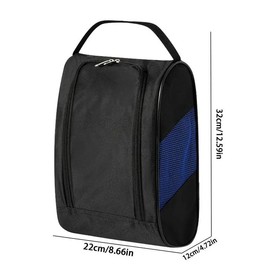 Golf Shoe Bag for Travel Zippered SportShoe Carrier Bags with Side Accessory Pockets forSocks,Tees,Golf Balls (Grey):_Blue