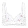 Satini Sissy Ruffle Lace Fitted Satin Bralette Bra, White -