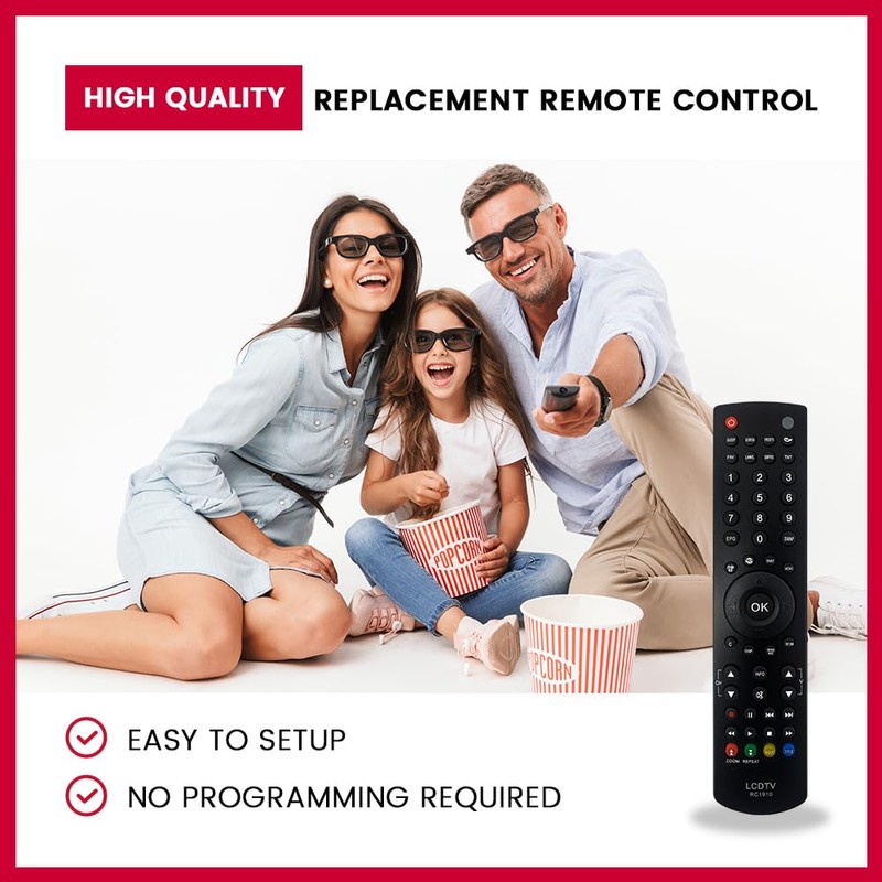 Remote Control For Polaroid P19LEDDVD12 LED TV Direct Replacement Remote