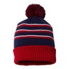 Richardson Stripe Pom Beanie with Cuff One Size Navy/Columbia Blue/White