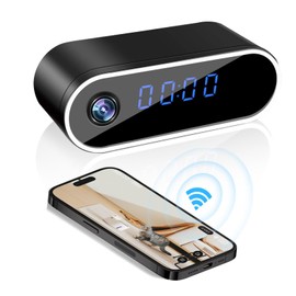 WiFi Indoor Security Camera with Clock Wireless 1080P HD Nanny Cam with Night Vision, Motion Detection Surveillance Cameras for Home, Pets, Office