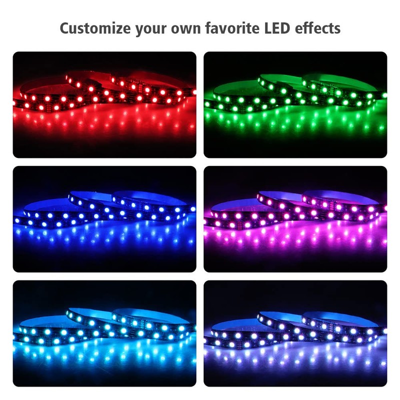 Vrabocry LED RGB PC Light Strip 2PCs 19.7in RGB LED