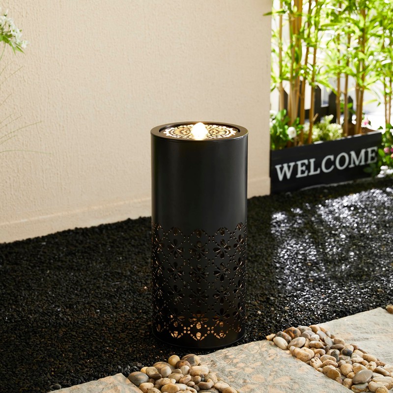 Glitzhome Modern Metal Cutout Water Fountain with Pump, Adapter and