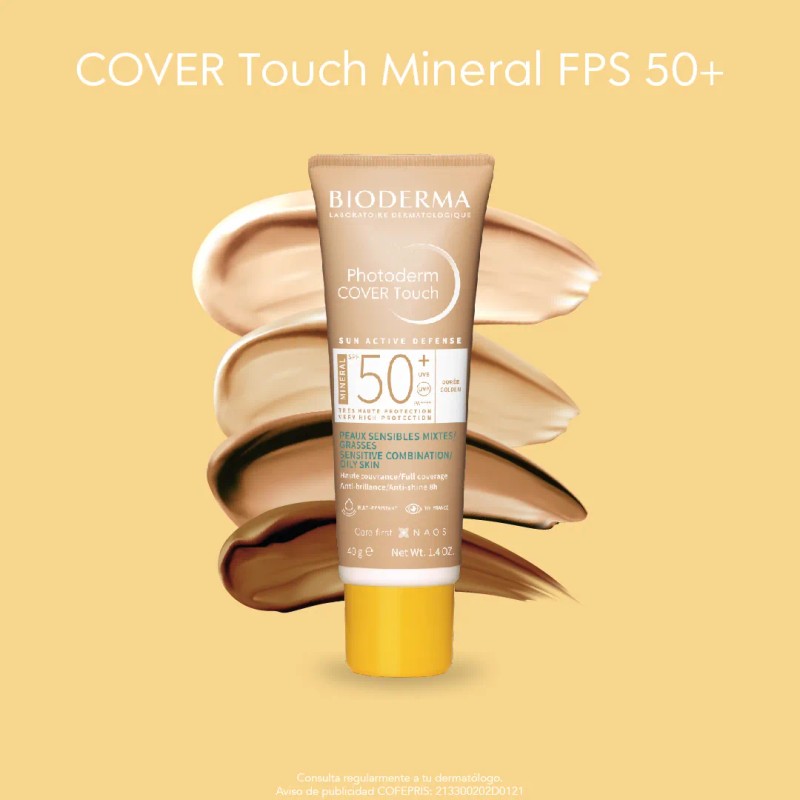 Bioderma Photoderm Cover Touch Spf50+ Tono Dorado, 40 Ml