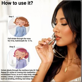 Breathing Necklace for Mindfulness & Meditation – Air Inhaler for Relaxation, Stress Relief, Quit Smoking Aid – Stainless Steel Necklace for Men & Women (65cm Adjustable Chain)(Black)