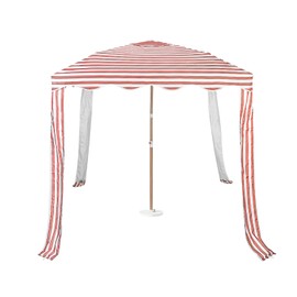 Striped Beach Cabana with Silver Coating, Vent and Sand Pockets, 6.5FT x 6.5FT UPF 50+ Sun Shelter, Easy Setup Portable Beach Canopy, Wind-Resistant Beach Tent, Base Not Included (Garnet)