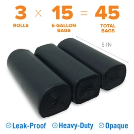 45 Portable Toilet Bags, Plant Based 8 Gallon for 5 Gallon Buckets Human Waste Bags for Camping, Boating, Car & Travel Composts, Fits Bucket Seat, Outdoor Use