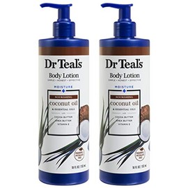 Dr Teal's Body Lotion - Moisture Plus - Coconut Oil & Essential Oils, 18 Fl Oz 2-Pack (36 Fl Oz)