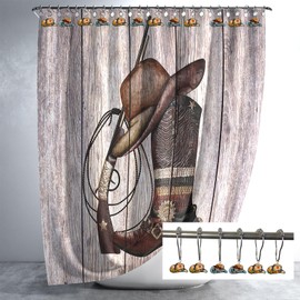 Western Shower Curtain Hooks, 12 Pcs Cowboy Hat Bathroom Decor,Western Cowboy Rustic Country Shower Curtain Rings for Home Bathroom Decor