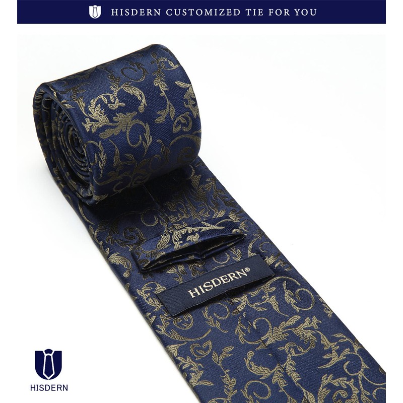 Hisdern TP-01S Men’s Paisley Pattern Necktie and Square Set, Business,