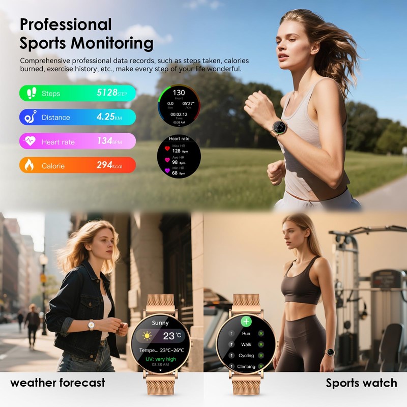 AURAFIT Smart Watch for Women 1.32" Fitness Tracker Watch 7.7mm