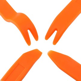 QitinDasen 4Pcs Professional Car Door Panel Audio Refit Removal Tool Set, Auto Door Clip Panel Trim Removal Install Pry Tool Kit, Stereo Radio Interior Light Repair Tool Kit (Orange)