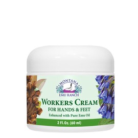 Montana Emu Ranch – Crema de trabajadores para manos y pies – Tarro de 2 onzas – Mejorado con aceite de emu puro