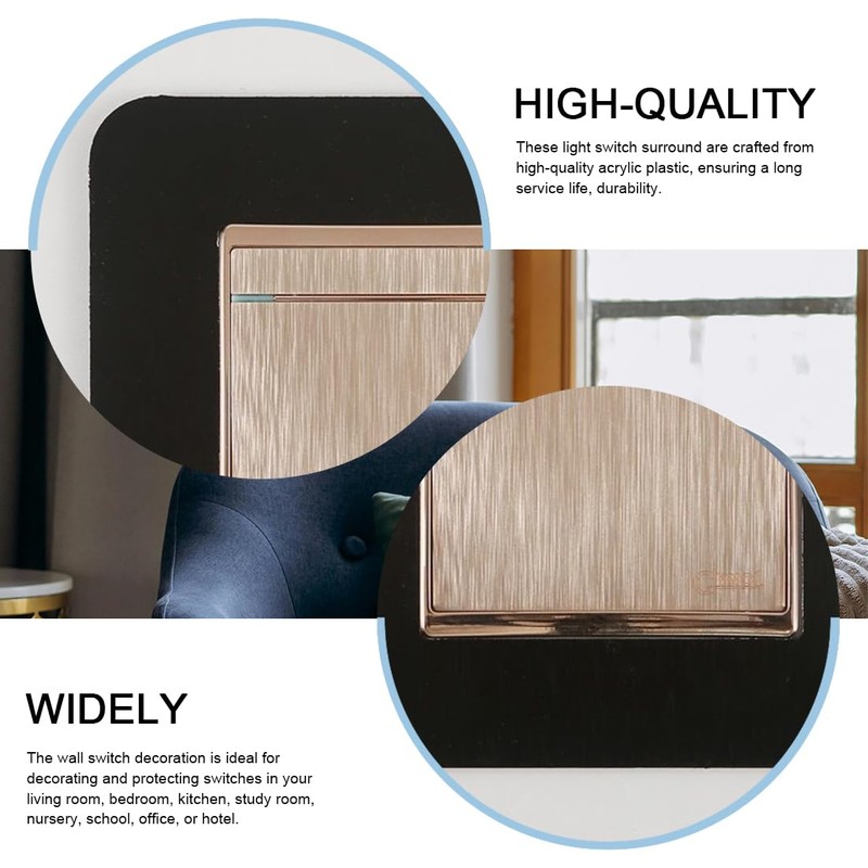 3 Pieces Switch Surround Frame Square Light Switch Cover Sticker
