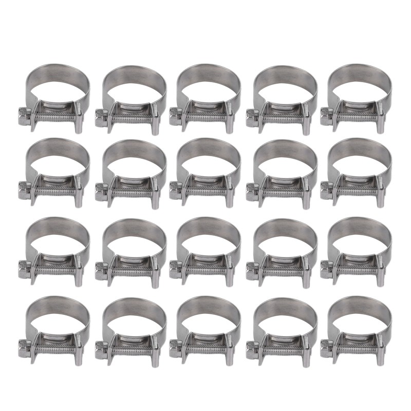 20PCS Hose Clamp Mini Stainless Steel Screw Hose Clip for