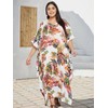 Oussum Gypsie Blu Women Long Maxi Plus Size Polyester Kaftan