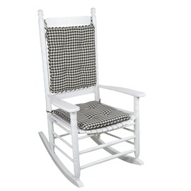 Klear Vu Porch Rocking Chair Cushion Set, Assembled in The USA, Stylish Seat and Back Pads with Fabric Ties, 20" x 17" x 2", Gingham Black