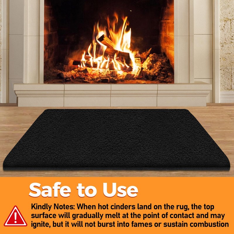 Hearth Rug Fireproof, 2' x 3' Fireplace Mat, Non-Slip Fireplace