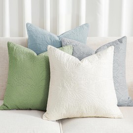 Set of 4 Decorative Throw Pillow Covers 18x18 Inch, Accent Farmhouse Pillow Cover, Square Textured Couch Cushion Cases for Modern Home Decor Living Room Sofa Bedroom