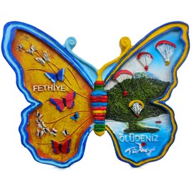 Ölüdeniz & Fethiye Turkey 3D Butterfly Fridge Magnet – Souvenir Collectible with Butterfly Valley, Blue Lagoon, Paragliding & Sailing – Travel Gift (9×6.5×1.3 cm)