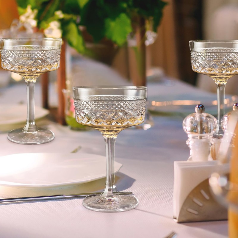 4Pcs Coupe Glasses, 10oz Vintage Martini Glasses Set, Lead-free Crystal