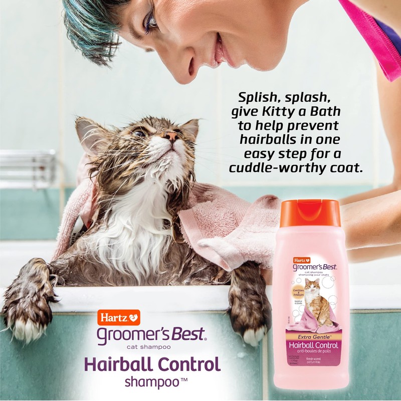 Hartz Groomer's Best Cat Shampoo, Extra Gentle Hairball Control, 15